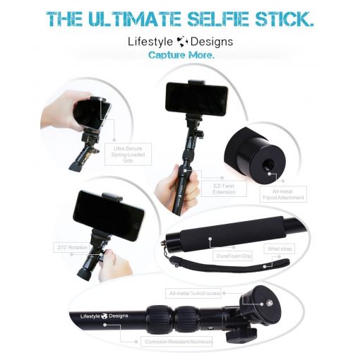  LifeStyle Designs NEW HD Flexible Tripod & Selfie Stick 6-in-1 Kit w Bluetooth Remote  Best Video & Vlog Stand for Any Phone, GoPro or Camera: iPhone XS Max  XS  X  8  7  6  Plus, Samsung S9