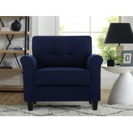 LifeStyle Solutions Lifestyle Solutions Haashim Chair with Upholstered Fabric Rolled Arms Navy