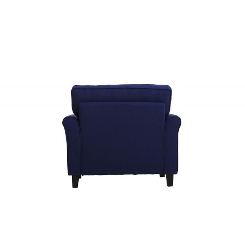  LifeStyle Solutions Lifestyle Solutions Haashim Chair with Upholstered Fabric Rolled Arms Navy