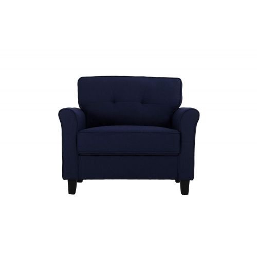  LifeStyle Solutions Lifestyle Solutions Haashim Chair with Upholstered Fabric Rolled Arms Navy
