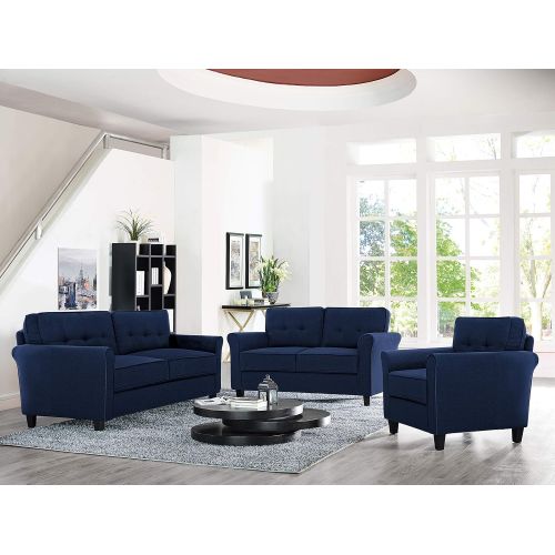  LifeStyle Solutions Lifestyle Solutions Haashim Chair with Upholstered Fabric Rolled Arms Navy