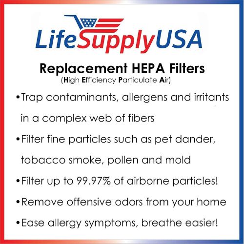  [아마존베스트]LifeSupplyUSA Replacement HEPA Filter Compatible with All Blueair 200 Series SmokeStop Smoke Stop 201, 203, 215B, 250E, 270E, and 303 air purifiers