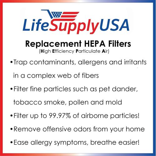  2 Pack Replacement Filter to fit A1001B Bionaire models LC1060 & LE1160 Air Cleaner Dual Filter Cartridge By LifeSupplyUSA