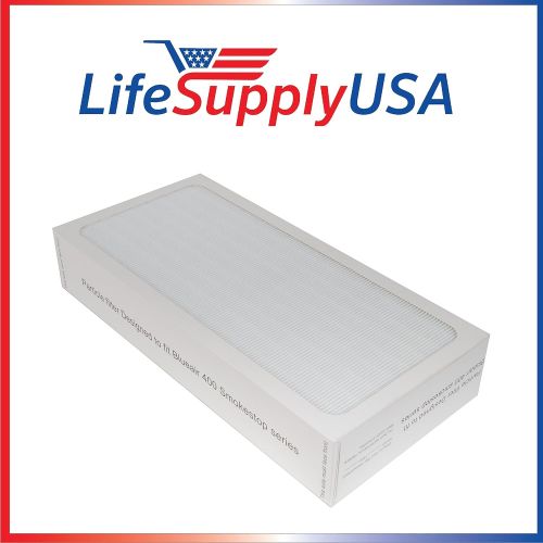  LifeSupplyUSA 2PK Air Purifier Replacement Filter fits All Blueair 400 Series SmokeStop 400 Models 401, 410B, 403, 450E, 400PF, 401PF