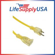 LifeSupplyUSA 12/3 50ft 50 Feet 300V SJT Extension Cord LED Lighted End Prong for Indoor + Outdoor use