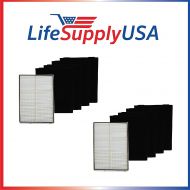 LifeSupplyUSA 2 COMPLETE SETS for Whirlpool 1183054K (1183054) HEPA Filter PLASTIC FRAME and 4 Carbon Filters 8171434K 8171434 Designed To Fit Whispure Air Purifier Models AP350 AP450 AP510 AP45