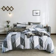 [아마존베스트]LifeTB Soft Reversible Geometric Duvet Cover Set Queen Hotel Quality Cotton Bedding Set Full Luxury Teens Men Boys Comforter Cover Set 3 Piece Cotton Bedding Collection with 2 Pillow Sham