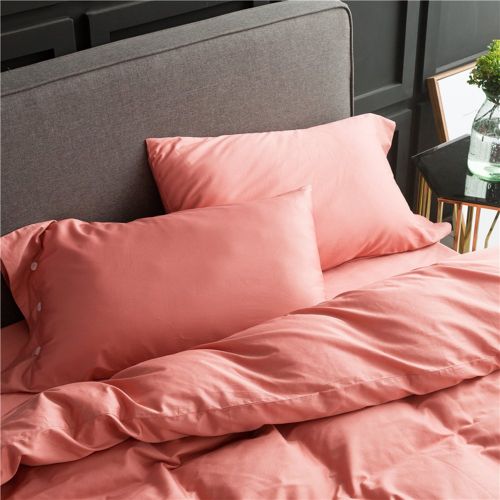  LifeTB Solid Coral Red Cotton Duvet Cover Set King Luxury Soft 3 Piece Bedding Set Hotel Quality Egyptian Cotton Comforter Cover Set Modern Girls Wedding Bedding Collection King Bed Home
