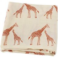 LifeTree Muslin Swaddle Blankets - Giraffe Print Muslin Blankets Baby Shower Gifts, 70% Bamboo 30% Cotton, 47 x 47 inches Breathable, Soft Nursing Cover, Wrap, Burp Cloth