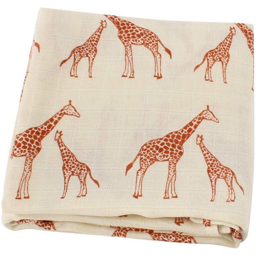  LifeTree Muslin Swaddle Blankets - Giraffe Print Muslin Blankets Baby Shower Gifts, 70% Bamboo 30% Cotton, 47 x 47 inches Breathable, Soft Nursing Cover, Wrap, Burp Cloth