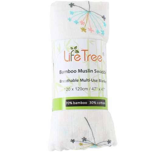  LifeTree Baby Swaddle Blankets, Dandelion Print Swaddle Wrap, Breathable Soft 70% Bamboo 30%...