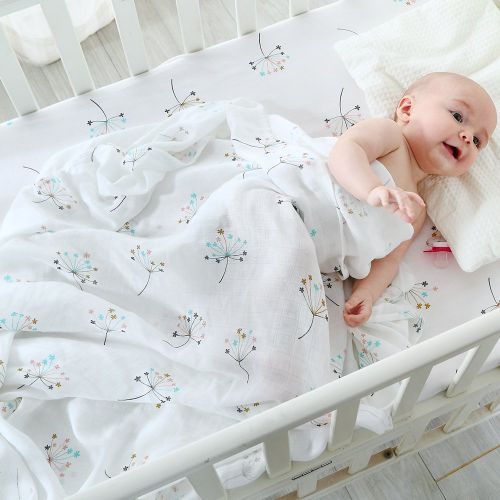  LifeTree Baby Swaddle Blankets, Dandelion Print Swaddle Wrap, Breathable Soft 70% Bamboo 30%...