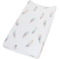 [아마존베스트]LifeTree Changing Pad Cover - Feather Print Premium Cotton Diaper Cradle Sheet for Baby Boys or Girls,Fits Standard Contoured Changing Table Pads
