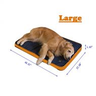 Lifeapp 43-inch/31-inch Durable Reversible Orthopedic Dog Mattress with Exclusive 4D Elastic Inner Layer, Machine Washable Removable Polyester Cover, Blue/Pink/Orange