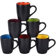 [아마존베스트]Lifecapido Set of 6 Coffee Mug Sets, 16 Ounce Ceramic Coffee Mugs Restaurant Coffee Mug, Large-sized Black Coffee Mugs Set Perfect for Coffee, Cappuccino, Tea, Cocoa, Cereal, Black outside an
