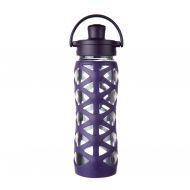 Lifefactory LF532003C4 BPA-Free Glass Active Flip Cap and Silicone Sleeve Water bottle, 22 oz, Aubergine