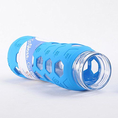  Lifefactory 22-Ounce BPA-Free Glass Water Bottle with Flip Cap and Silicone Sleeve, Ocean