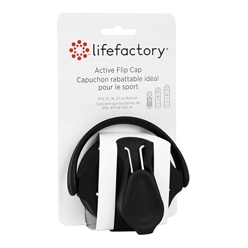  Lifefactory BPA-Free Active Flip Cap Accessory for 12-Ounce, 16-Ounce, and 22-Ounce Glass Bottles, Onyx