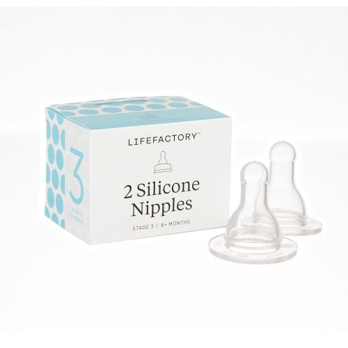  [아마존베스트]Lifefactory BPA-Free Stage 3 (6+ Months) Silicone Nipples 2-Pack