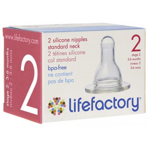  [아마존베스트]Lifefactory BPA-Free Stage 2 (3-6 Months) Silicone Nipples, 2-Pack