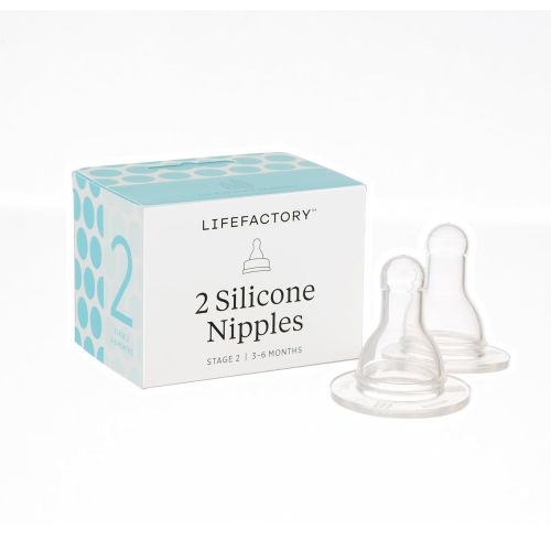  [아마존베스트]Lifefactory BPA-Free Stage 2 (3-6 Months) Silicone Nipples, 2-Pack