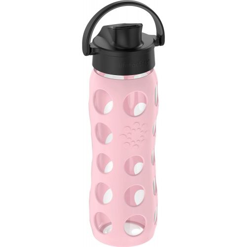  Lifefactory 22-Ounce BPA-Free Glass Water Bottle with Active Flip Cap and Protective Silicone Sleeve, Desert Rose