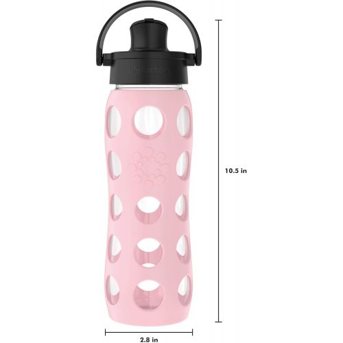  Lifefactory 22-Ounce BPA-Free Glass Water Bottle with Active Flip Cap and Protective Silicone Sleeve, Desert Rose