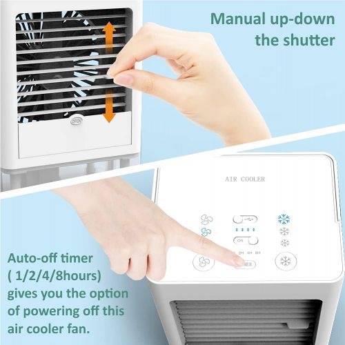  Lifeh Personal Air Cooler, Portable Air Conditioner Fan with 1/2/4/8H Timer, Operated 3 Wind Speeds & 3 Refrigeration, Ice Cooler Fan for Home Bedroom Office Outdoor