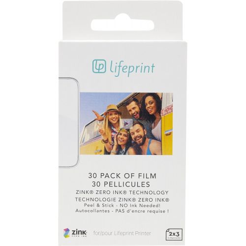  [아마존베스트]Lifeprint 30 pack of film for Lifeprint Augmented Reality Photo AND Video Printer. 2x3 Zero Ink sticky backed film