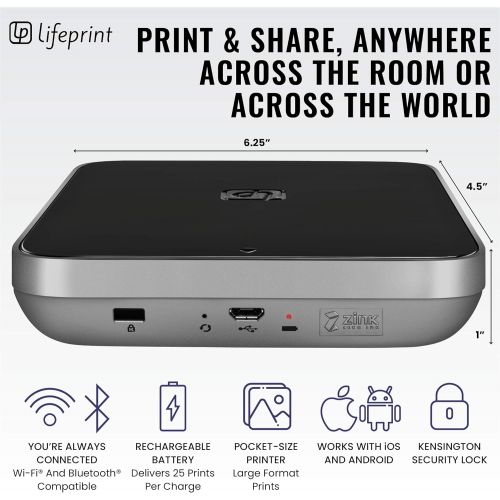  [아마존베스트]Lifeprint 3x4.5 Portable Photo AND Video Printer for iPhone and Android. Make Your Photos Come To Life w/ Augmented Reality - Black