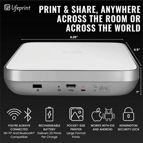  [아마존베스트]Lifeprint 3x4.5 Portable Photo AND Video Printer for iPhone and Android. Make Your Photos Come To Life w/ Augmented Reality - White