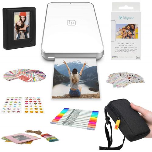  [아마존베스트]Lifeprint 2x3 Ultra Slim Printer Portable Photo and Video Printer for iPhone and Android (White) Gift Bundle