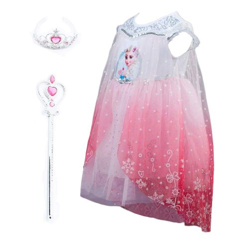  Lifereal Princess Frozen Party Costume Dress for Kids with Tiara Necklaces and Wand
