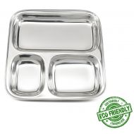 Lifestyle Block Stainless Steel Plastic-Free 3 Compartment Stainless Steel Kid’s Plate  Small Divided Kid Plate