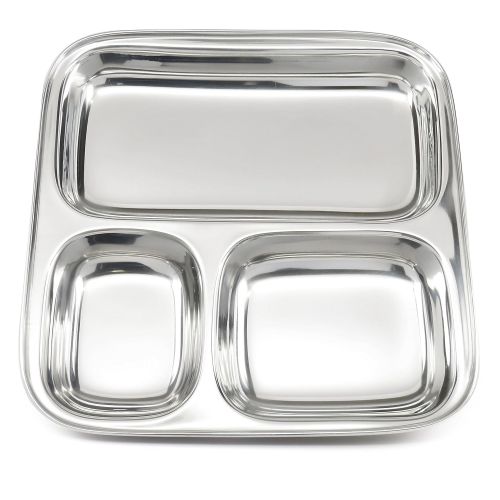  Lifestyle Block Stainless Steel Plastic-Free 3 Compartment Stainless Steel Kid’s Plate  Small Divided Kid Plate