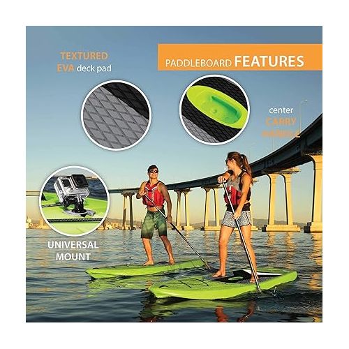 라이프타임 Lifetime 90891 Horizon 100 Stand-Up Paddleboard, 2 Pack, Paddles Included, Lime Green, 10'