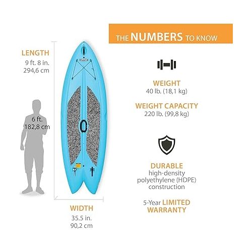 라이프타임 Lifetime Freestyle Hard Shell Paddleboard with Paddle, 9'8