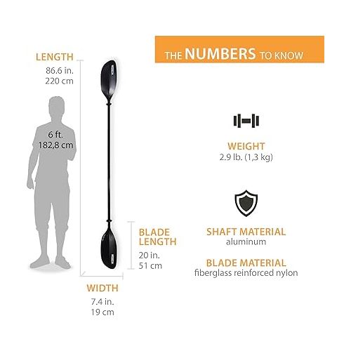 라이프타임 Lifetime 91076 Lite Elite Kayak Paddle, Black, 86.6 inches