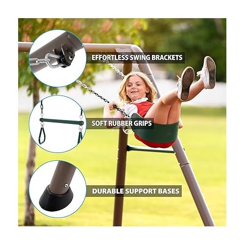 라이프타임 Lifetime Metal Swing Set for Kids, Outdoor Heavy Duty Playset