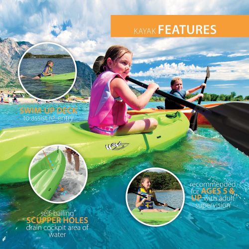 라이프타임 Lifetime Youth Wave Kayak with Paddle, 6 Feet, Green