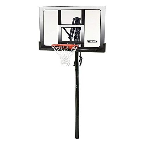 라이프타임 Lifetime 71281 In Ground Power Lift Basketball System, 52 Inch Shatterproof Backboard