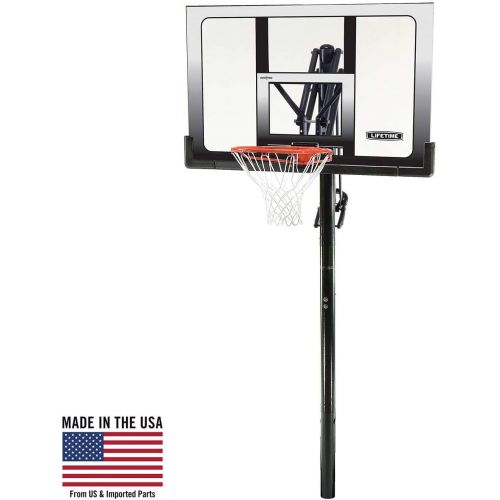 라이프타임 Lifetime 71281 In Ground Power Lift Basketball System, 52 Inch Shatterproof Backboard