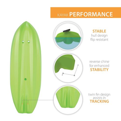 라이프타임 Lifetime Youth Wave Kayak with Paddle, 6 Feet, Green