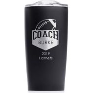 Lifetime Creations Engraved Personalized Football Coach Stainless Steel Tumbler (Matte Black) - Custom Engraved Football Coach Coffee Travel Mug Gift 20 Ounce