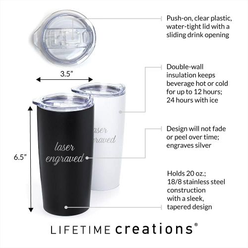  Lifetime Creations Engraved Personalized Football Coach Stainless Steel Tumbler (Matte Black) - Custom Engraved Football Coach Coffee Travel Mug Gift 20 Ounce