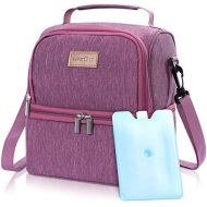 [아마존 핫딜] [아마존핫딜]Lifewit 2 Compartment Lunch Box Insulated Lunch Bag Leakproof Thermal Bento Bag for Adults Men Women, 7L, Rosy