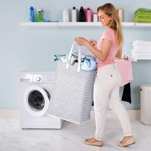  [아마존 핫딜] [아마존핫딜]Lifewit Laundry Hamper Clothes Hamper Large Capacity Basket with Extended Handles for Storage Clothes Toys in Bedroom, Bathroom, Foldable, 72L, Grey