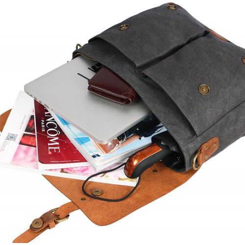  [아마존핫딜][아마존 핫딜] Lifewit Leather Vintage Canvas Laptop Bag, 13(L) x10.5(H) x 4.1(W), Grey