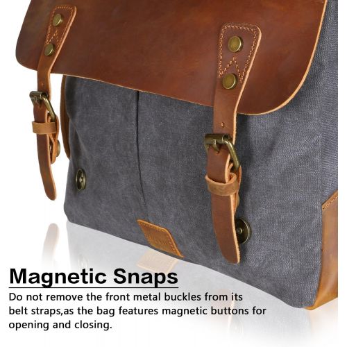  [아마존핫딜][아마존 핫딜] Lifewit Leather Vintage Canvas Laptop Bag, 13(L) x10.5(H) x 4.1(W), Grey