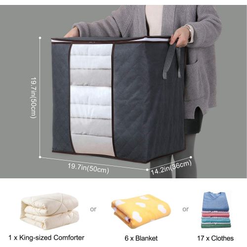  [아마존핫딜][아마존 핫딜] Lifewit Storage Bag Large Capacity Reinforced Handle Upgrade Fabric for Clothes, Comforters, Blankets, Bedding, Breathable Foldable Closet Organizer, 3 Pack, 90L, Grey